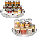 Clear Lazy Susan Organizer Turntable for Cabinet Table Top, 9.25 Inch 2 Pack 360 Rotating Spinning Makeup Organizer for Vanity, Kitchen Storage Rack Heavy-Duty Pantry Spices Tray Countertop Organizer by CozyNest Decor