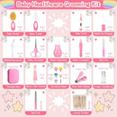 Infant Grooming Essentials: Electric Safety Nail Trimmer, Nasal Aspirator, Hair Brush, Comb, Nail Clipper (27 Piece Safety Care Set for Newborns - Pink) by TinyTreasures Baby Boutique