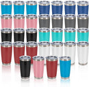 IEOVIEE 32 Pack 20oz Stainless Steel Bulk Tumblers with Lids and Straws Double Wall Insulated Travel Mug Durable Powder Coated Tumbler Bulk Cup for Cold and Hot Drinks(Mixed color) by TinyTreasures Baby Boutique
