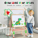 Foldable Kids Painting Easel Double Sided Chalkboard & Magnetic Whiteboard Wooden Art Easel Adjustable Height with Accessories Gift for Toddlers and Kids Ages 3-8 by TinyTreasures Baby Boutique