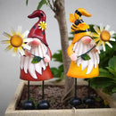 HONGLAND Gnome Metal Yard Art - Metal Gnome Statue -Gnome Outdoor Decorations - Bee and Ladybug Garden Statue- Christmas Holiday Lawn Patio Yard Garden Decor (Set of 2) by CozyNest Decor