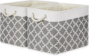 Bidtakay Large Fabric Storage Basket Set of 2 Collapsible Rectangle Basket for Shelves 16" X 11.8" X 11.8" Decorative Organizer Bins for Clothes Toys(White&Quatrefoil Grey) by TinyTreasures Baby Boutique