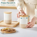 vancasso Sabine Ceramic Canister Set with Airtight Wood Lids - 4-Piece Small Kitchen Storage for Coffee, Sugar, Tea & Spices (18 oz Each) - Compact Countertop Jars by CozyNest Decor