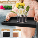 Coffee Table Trays - Large Ottoman Tray for Living Room - Wood Serving Trays with Handles(2 Sets) - Wooden Tray for Coffee Table, 4 Round Coasters Included, Black by CozyNest Decor