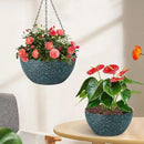 13 inch Hanging Planters for Indoor Plants, 2 Pack Planters for Outdoor Plants with Drainage Holes and Chain, Round Plastic Hanging Baskets, Hanging Flower Pots for Balcony Garden-Black Speckle by CozyNest Decor