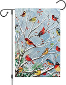 Louise Maelys Welcome Christmas Garden Flag 12x18 Double Sided, Small Burlap Tree Cardinal Birds Xmas Outside Outdoor House Yard Decor by GreenHaven Gardens
