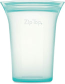 Zip Top Reusable Food Storage Bags | Medium Cup [Teal] | Silicone Meal Prep Container | Microwave, Dishwasher and Freezer Safe | Made in the USA by TinyTreasures Baby Boutique