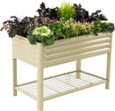 Elevated Raised Garden Bed-V Series, 2' x 4' Garden Beds with Legs & Storage Rack for Patio Porch, 700 Lbs Weight Capacity, Outdoor Planter Boxes for Gardening Herbs Vegetables Flowers, Pearl White by GreenHaven Gardens