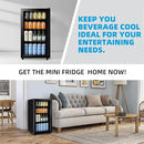 WANAI Mini Fridge Cooler 125Cans Beverage Refrigerator Glass Door Beverage Cooler for Beers Wine Juicer Adjustable Shelves LED Lights for Home, Office or Bar by CozyNest Decor