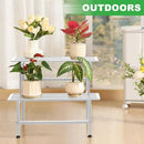 Metal Plant Stand Outdoor Plant Shelf Indoor,2 Tier Heavy Duty Ladder Plant Stands for Multiple Plants,26" L x 20.25" H x 17.75" W,White by GreenHaven Gardens