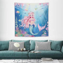 HZOHNAGO Mermaid Girls Tapestry Watercolor Mermaid Princess Pattern Printed Wall Tapestry Wall Hanging for Bedroom Living Room Dorm 60" W x 60" H by CozyNest Decor