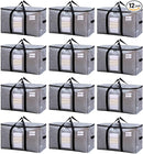 TAILI Extra Large Moving Bags, 12 Pack Silver Heavy Duty Totes For Storage with Visible Window, Wrap Around Handles, Storage Bags for Space Saving, Alternative to Moving Boxes by TinyTreasures Baby Boutique