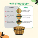 IDZO Set of 3 Wooden Flower Planters for Outdoor Plants, Acacia Wood Barrel Planters, Ergonomic Handles, Drainage Holes, Various Sizes, Golden Teak by GreenHaven Gardens