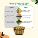 IDZO Set of 3 Wooden Flower Planters for Outdoor Plants, Acacia Wood Barrel Planters, Ergonomic Handles, Drainage Holes, Various Sizes, Golden Teak by CozyNest Decor