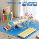 Pikler Triangle Set with Cushion, 9-in-1 Kids Climbing Toys for Toddlers 1-3 Inside, Montessori Toddler Climbing Toys Indoor, Large Wooden Pikler Triangle Climbing Set Baby Playground for Children by TinyTreasures Baby Boutique