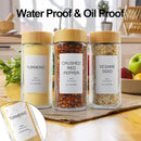 AISIPRIN Glass Spice Jars with 398 Labels-4oz 24 Pcs,Round Seasoning Jars with Bamboo Airtight Lids,Spice Container Set -Shaker Lids, Funnel,Brush and Marker Included by CozyNest Decor