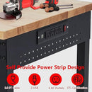48'' Adjustable Workbench on Wheels, 2000LBS Heavy Duty Worktable with Power Outlets & Drawers & Pegboard, Rubberwood Workstation for Workshop, Garage, Office, Home by GreenHaven Gardens