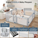 Baby Playpen,Large Play Pen for Babies and Toddlers with Door 79x71 Inch, Adjustable Playpen Non-Slip Suction Cups Base Safe and Sturdy, Indoor Outdoor Playard,Black by TinyTreasures Baby Boutique