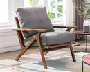 HNY Mid Century Arm Chair, Upholstered Accent Armchair with Wood Frame and Canvas Cushions, Leisure Reading Chair Slipper Chair for Living Room, Bedroom, Gray by CozyNest Decor