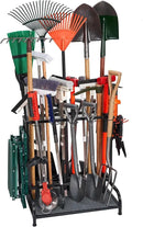 Garden Tool Organizer, Yard Tools Rack Holds 55 Long-Handled Tools/Rakes/Brooms for Garage Organization and Storage, Shed, Outdoor, Lawn, Heavy-Duty Steel, Black, Easy Assembly by GreenHaven Gardens