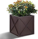 Metal Square Planter Box Tall Planters for Outdoor Plants Modern Heavy Duty with Drainage Holes for Outside Indoor Patio Deck - Brown, 17”x 17”x 18” by CozyNest Decor