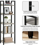 NUMENN Narrow Bookshelf, 5 Tier Bookshelves, Home Office Bookcase Shelf Storage Organizer, Free Standing Storage Shelving Unit for Bedroom, Living Room and Home Office, Grey by CozyNest Decor