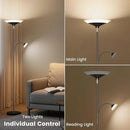RGB Torchiere Floor Lamp - 2 Way Dimmable LED Standing Lamp with Remote&Button Control, 34W Rotatable Floor Reading Light, 72'' Tall Modern Corner Lamp for Living Room Bedroom Office, Black by CozyNest Decor