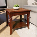 Solid Wood End Table with Storage Shelf, Vintage Rectangle Sofa Side Table with Splicing Tabletop and Carved Leg, BesideTelephone Table Cherry Brown,19.7 * 17.7 * 19.7in CJZ-DR200 by CozyNest Decor