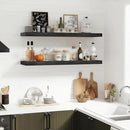 Floating Wall Shelves 2-Pack - 36-Inch Rustic Black Wooden Shelves for Storage and Décor, Easy Installation for Living Room, Bedroom, and Kitchen by CozyNest Decor