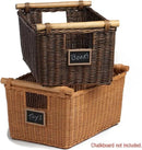 The Basket Lady Pole Handle Wicker Storage Basket, Large, 18 in L x 14.5 in W x 9 in H, Antique Walnut Brown by CozyNest Decor