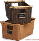 The Basket Lady Pole Handle Wicker Storage Basket, Medium, 16 in L x 12 in W x 8.25 in H, Antique Walnut Brown by CozyNest Decor