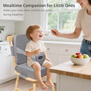 Toddler Booster Seat for Kitchen Chair, 2-in-1 Dining Table Booster Seat with Backrest & Adjustable Straps – Easy-Clean, PU Portable Toddler Eating Travel Increasing Cushion-Light Grey by TinyTreasures Baby Boutique