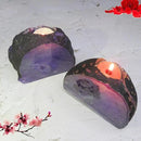 AMOYSTONE Purple Agate Rock Stone Candle Stand Cut Base 1.5-2.5 Lbs for Home Décor by CozyNest Decor