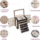 BOOVO Jewelry Box For women, 6 Layer Large Jewelry Organizer With Mirror, Multi-Function Storage Box With Lock, Accessory Holder With 5 Drawers, For Earrings Necklace Ring Bracelet (Black) by TinyTreasures Baby Boutique