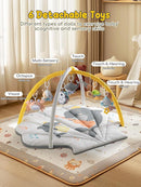 Shell Baby Play Mat, Play Mat for Babies 0-6 6-12 Months, Tummy Time Mat w 6 Detachable Toys, Enlarged Infant Activity Mat for Sensory & Motor Skill Development Boho Ocean Theme Baby Play Gym (White) by TinyTreasures Baby Boutique