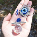 Handmade Crystal Angel Suncatcher Hanging Turkish Blue Evil Eye Protection Pendant and Good Luck Charm Gift by GreenHaven Gardens