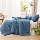 Litanika Comforters King Size Ocean Blue, 3 Pieces Lightweight Solid Bedding Set & Collections, All Season Fluffy Bed Set (104x90 Inches Comforter & 2 Pillowcases) by CozyNest Decor
