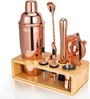 Cocktail Shaker Set, Mixology Bartender Kit 10-Piece Bar Tool Set with Stylish Bamboo Stand, Bar kit: Matini Shaker Mixing Spoon Muddler Jigger Cocksrew for Barware Set | Rose by CozyNest Decor