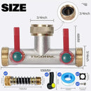 Brass Garden Hose Splitter, 2-Way Heavy Duty Faucet Splitter, 180° longitudinal，Frost Resistant Faucet Diverter for GHT 3/4" Connectors，2 protectors to prevent hose kinking by GreenHaven Gardens
