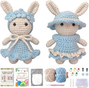 LoopMap Beginner Crochet Kit for Adults & Kids - DIY Amigurumi Bunny with Removable Dress & Accessories - Step-by-Step Video Tutorials, Extra Yarn, Crochet Tools - Handmade Gift (Bunny-Blue) by TinyTreasures Baby Boutique