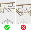 Wine Glass Rack - Under Cabinet Stemware Wine Glass Holder Glasses Storage Hanger 2 Pack Metal Organizer for Bar Kitchen Gold by CozyNest Decor