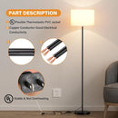 Modern Floor Lamp Simple Design with White Shade, Foot Pedal Switch, 60" Small Tall Lamps for Living Room Bedroom Office Dining Room Kitchen, Black Pole Lamp(Without Bulb) by CozyNest Decor