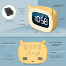Kids Alarm Clock with Night Light & 18 Ringtones,Rechargeable,Cute Cat Ear Clock for Boys Girls Birthday Presents,Digital Clock for Children's Bedroom(Yellow) by TinyTreasures Baby Boutique