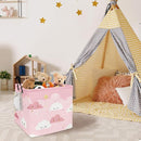 FANKANG Square Nursery Hamper Storage Bins Canvas Laundry Basket Foldable with Waterproof PE Coating Storage Baskets Gift Baskets for Children, Office, Bedroom, Clothes（Square-pink cloud ） by TinyTreasures Baby Boutique