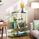 Clear Bookshelf, Acrylic Bookcase with Open Book Shelf Console Table for Entryway Office (4 Tier Green) by CozyNest Decor