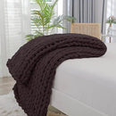 Bigacogo Chunky Knit Throw Blanket for Couch, 51x63 inches, 100% Hand Knitted with Thick Jumbo Chenille Yarn, Cozy Soft Large Rope Knot Cable Crochet Blankets for Sofa Bed Living Room, Chocolate by CozyNest Decor