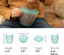 Zip Top Reusable 100% Silicone Baby + Kid Snack Containers - The only containers that stand up, stay open and zip shut! No Lids! Made in the USA - Teal Bear by TinyTreasures Baby Boutique