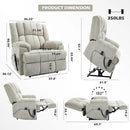 Power Lift Recliner Chair with Massage and Heat for Elderly People, Dual Motor Electric Lift Chair with Power-Remote, Medium-Firm and Heavy Duty, Chenille Fabric - Beige by CozyNest Decor
