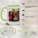 Ship Next Day Custom Mug Design Your Own Photo Text Personalized Picture Gifts for Women Men Customized Gifts Idea Personalized Coffee Mugs 11oz Light Green Handle by TinyTreasures Baby Boutique