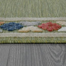 Beverly Rug Outdoor Runner Rug 2x7 Modern Floral Bordered Area Rugs for Indoor and Outdoor Patio Easy to Clean Non Shedding Living Room Porch Garden Washable Outside Carpet (2 x 7 Green) by CozyNest Decor